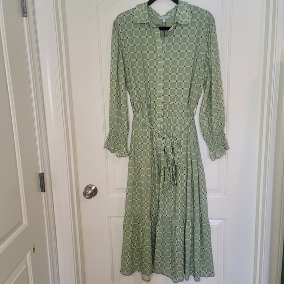 Taylor Tillman Dresses & Skirts - Taylor Tillman Green Cotton Linen Midi Dress Cottagecore
